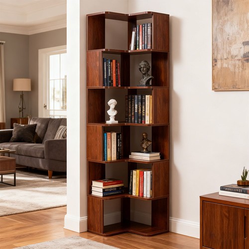 Tall corner bookcase - bookcase, bookshelf