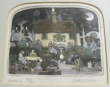 Framed Ltd Ed Graham Clarke Etching "Gardeners"(492/500) - 13 1/2" x 12 7/8"