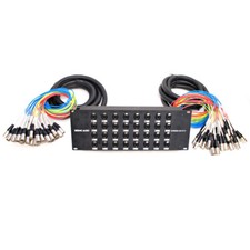 32 Channel XLR TRS Combo Splitter Snake Cable - two 15' XLR trunks Rack Mount