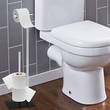 CHROME STAINLESS STEEL TOILET LOO ROLL HOLDER BATHROOM STORAGE FREE STANDING 