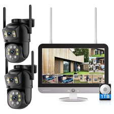 8MP Wireless Security Camera System 16Ch 4MP NVR 12'' Monitor Color Night Vision