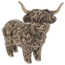 Shudehill Giftware Large Bronze Standing Highland Cow Ornament Figurine JD355054