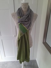 XL Seasalt Deluxe Knitwear Scarf  Wool Mix Green Grey Rectangular Soft touch 80"