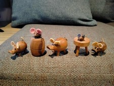 Cute Vintage Small Wooden Pig And Mouse Ornaments