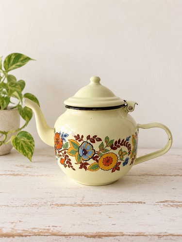 Vintage french enamel - french, teapot