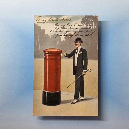 Red pillar post box postcard - pillar,