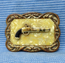 Musket Belt Buckle Dueling Flintlock Miquelet Doglock Snaplock Vtg 60s   .PCB845