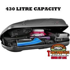 Car Roof Box 430 litre Hard Top Gloss Black Effect - Camping Travel Luggage Best