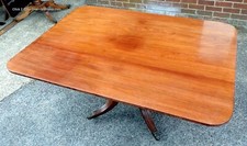 George III Regency antique large solid mahogany tilt top dining table seats 6-8