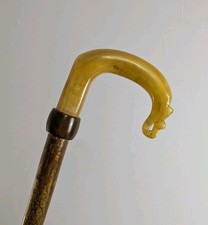 Antique Rams Horn Shepherds Crook Walking Stick Thistle Carved Handle 106cm