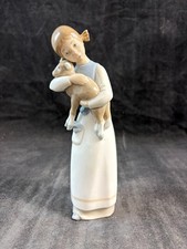 Lladro Children with Animals Girl with Lamb Figurine