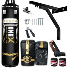 4ft Heavy Duty Filled Punch Bag Set MMA Kickboxing Training Indoor/Outdoor Gym