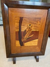 Antique Wooden Marquetry Picture Inlayed Wood Decorative Fire Guard Screen.