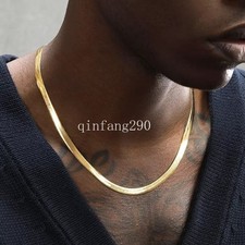 10K Solid Yellow Gold 5.5mm Flat Snake Chain Necklace 20"-