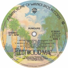 Fleetwood Mac. Rumours. Dreams. Record label vinyl sticker