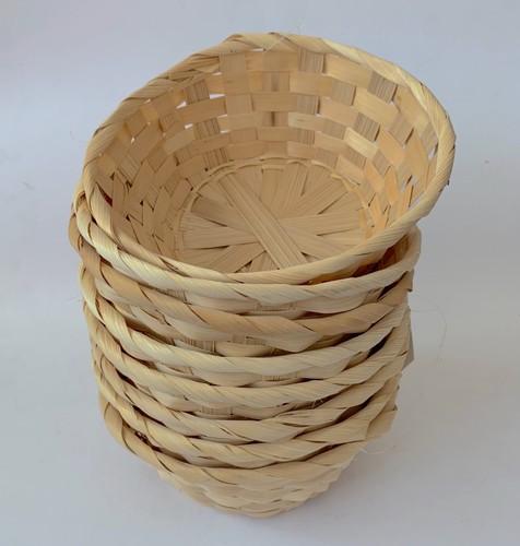 Natural round baskets bamboo - natural,