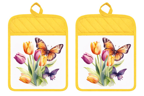 Butterfly tulips watercolor - tulips,