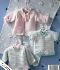 (BC15)Crochet Pattern - Baby Pram Blanket Sweaters & Cardigan Sizes 12" - 20"