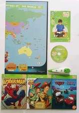 LEAPFROG TAG PEN BOOK BUNDLE WORLD MAP READING EDUCATIONAL SPIDERMAN TOY STORY 