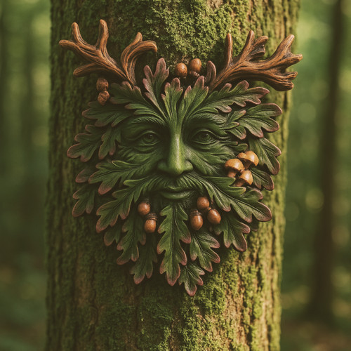 Green man wall plaque - plaque, –