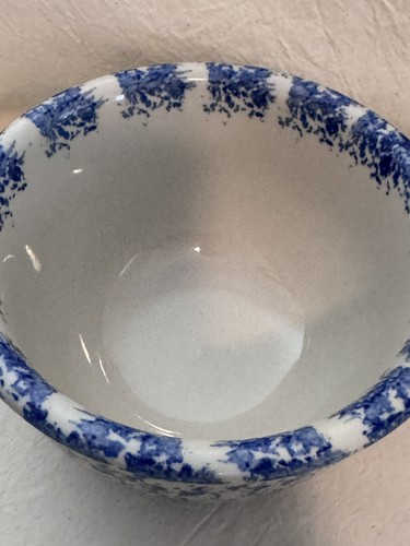 Vintage blue white spongeware - blue,