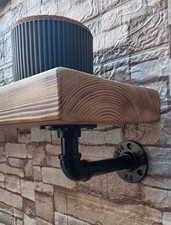 Solid wood, floating ,vintage ,rustic  shelf with free brackets.