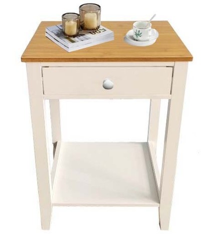 Natural top white bedside - top,