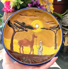 Desert Cactus Robed Man Scene 1980 Artist Signed Plate Spain Ceramic