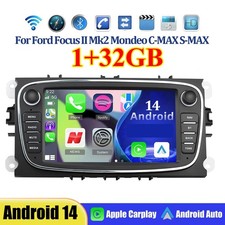Car Stereo Android 14.0 Sat Nav Radio For Ford Focus Mondeo Galaxy C/S-Max 1+32G