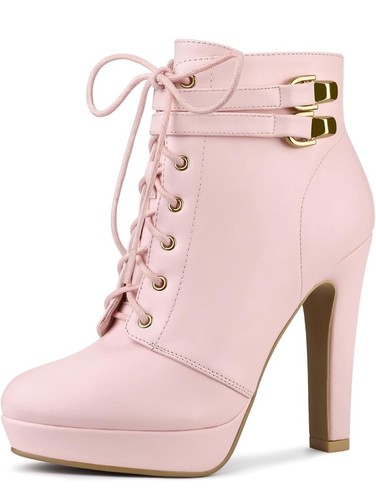 Women lace platform block - lace-up,