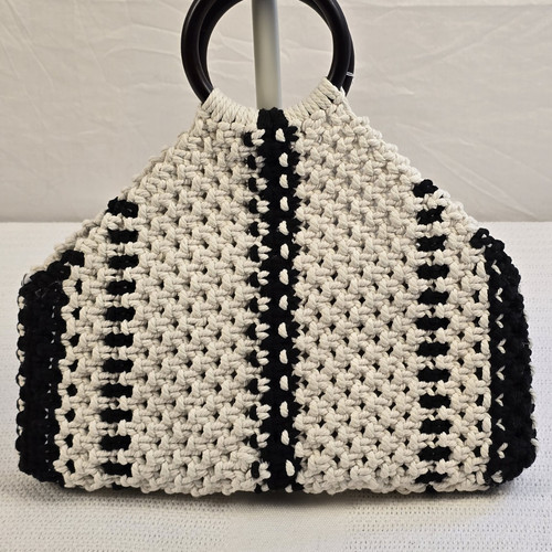 Black white striped crochet - striped,