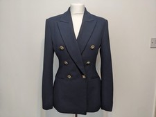Zara Tailored Double Breasted Navy Textured Blazer Size S