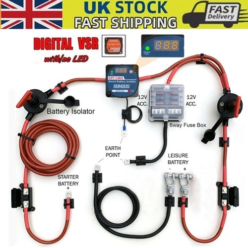 Split charge relay kit - charge, 140