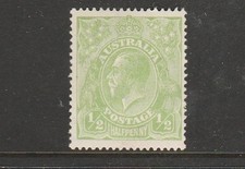 1914 KGV ½d "YELLOW-GREEN"