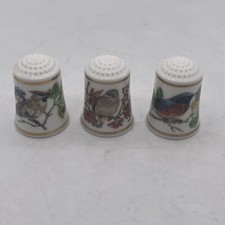 FRANKLIN PORCELAIN THIMBLE 1983 - SONGBIRDS OF THE WORLD by ROBIN HILL Lot Of 3