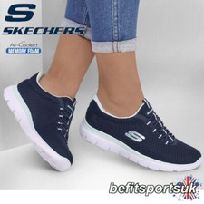 SKECHERS WOMENS SHOES BLUE SKETCHERS LADIES MEMORY FOAM SLIP-ON WALKING TRAINERS