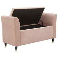 Window Seat Ottoman Bench Luxurious Blush Pink Chenille Fabric Stylish Genoa