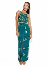 Virgos Lounge Teal Dress Maxi Long Wedding Party UK8 EUR36 US4 