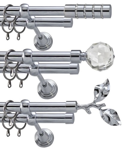 Metal double curtain pole - metal,