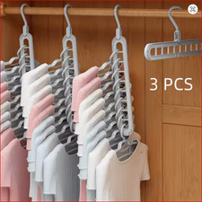 3pcs, Plastic 9-Hole Foldable Hangers, Heavy Duty Space Saving Clothes Organizer