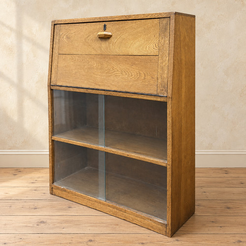 Oak writing bureau bookcase - writing,