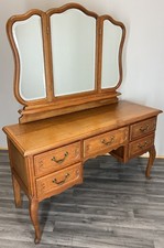 Vintage Dressing Table with Mirror French Oak Louis Vanity Table Makeup LOT 4517