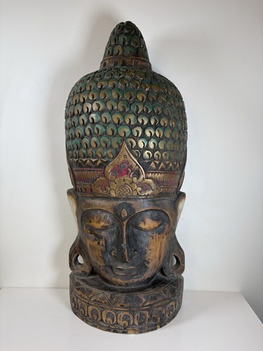 Buddha head wooden - buddha, large