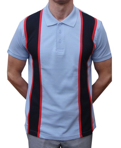 Sky blue striped polo shirt - sky,