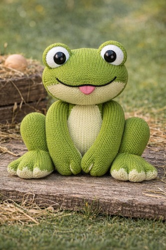 Frog happy smiley knitted - happy,