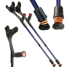 Flexyfoot Open Cuff Crutches - Soft Grip - Fixed Crutch - Anti Shock - Blue