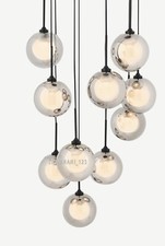 Extra Large LED Chandelier Made.com Masako Black & Smoked Glass (New Sealed)