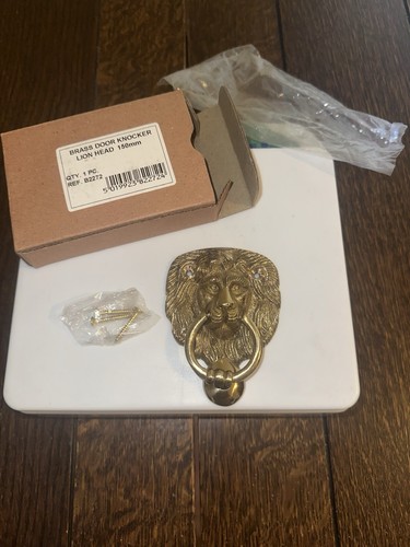 Brass door knocker lions - door,