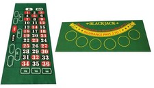 NEW BLACKJACK AND ROULETTE REVERSABLE FELT LAYOUT 80 by 35 cm 