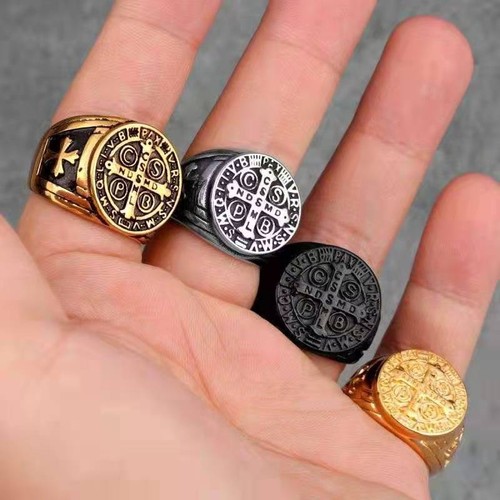 Men cross ring - cross, stainless